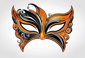 Unhappy Masquerade mask that is orange and black  with smoke tattoo idea