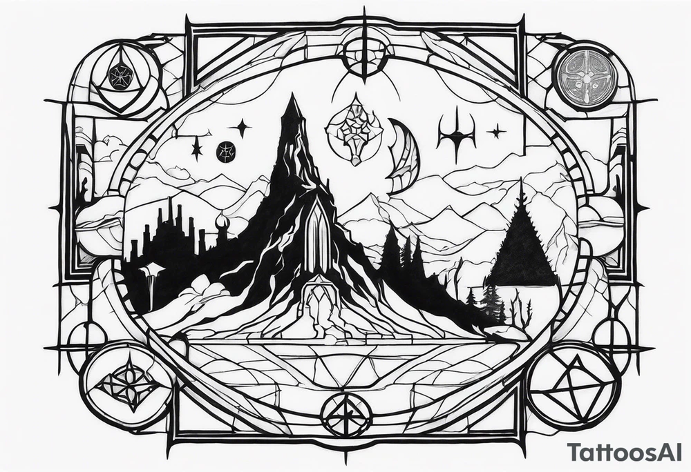 Lord of the rings with Star wars square symbols tattoo idea