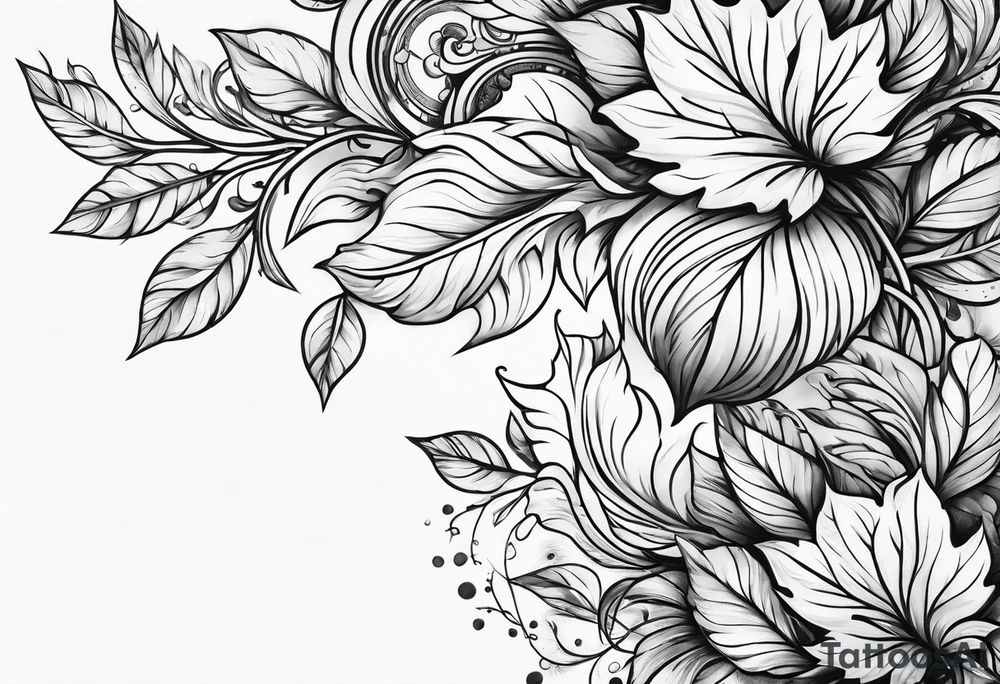 Curved leaves tattoo idea