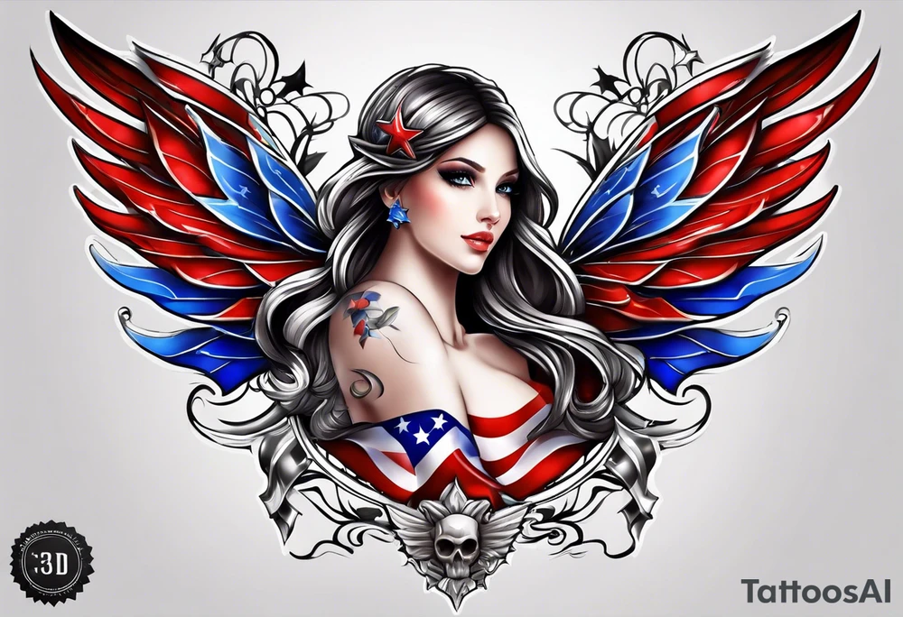 Patriotic fairy tattoo idea