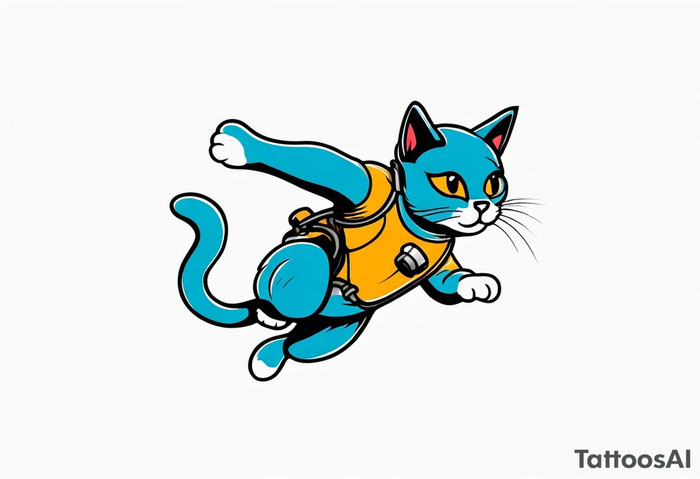 a cat going skydiving tattoo idea
