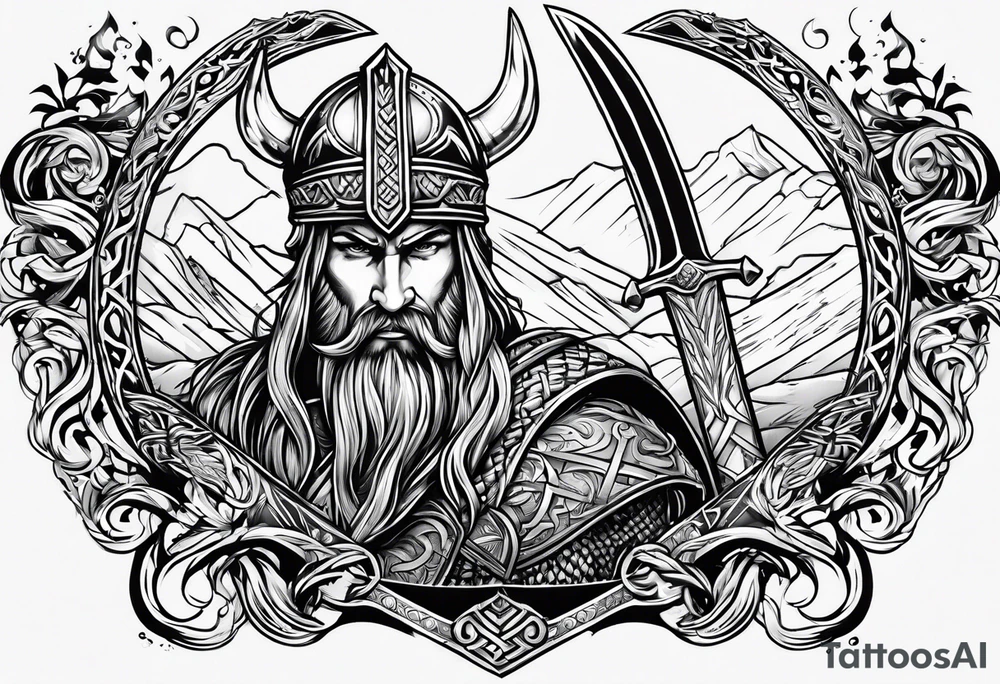 Viking sword Valhalla tattoo idea