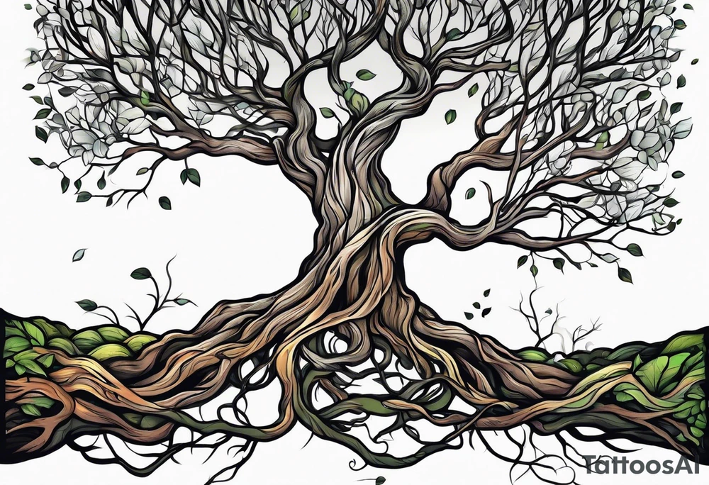 Tree roots wrapping around wrist tattoo idea