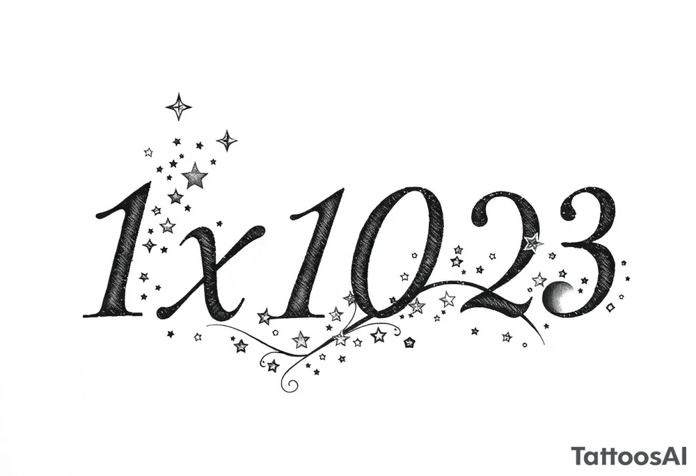 1x10^23 surrounded by cascade of stars and moon tattoo idea