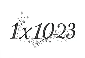 1x10^23 surrounded by cascade of stars and moon tattoo idea
