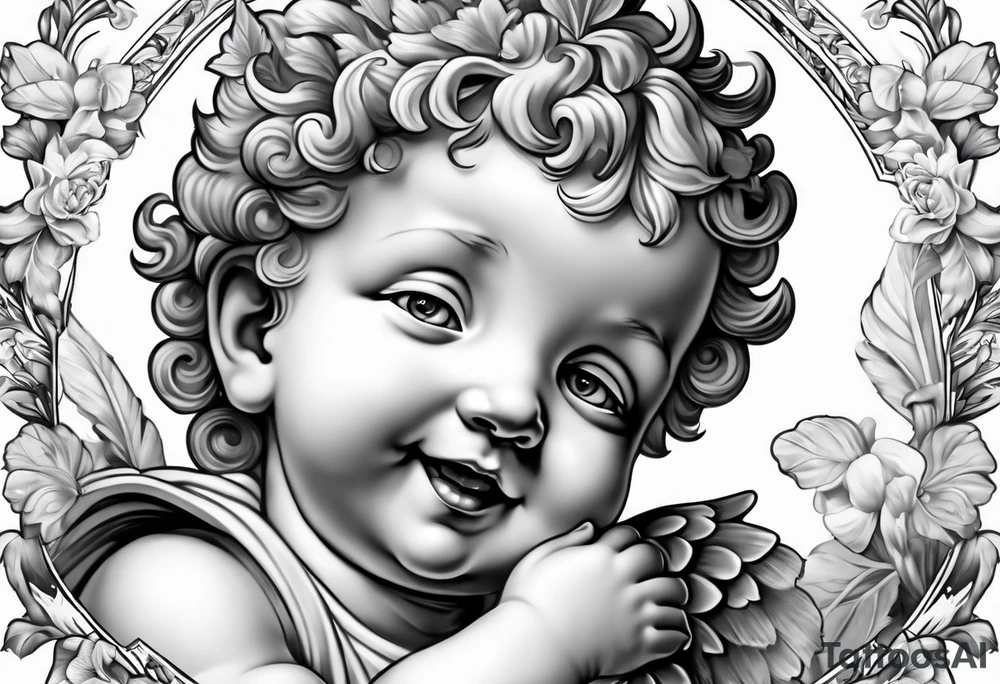 one putti smiling tattoo idea