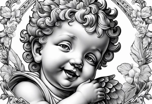 one putti smiling tattoo idea