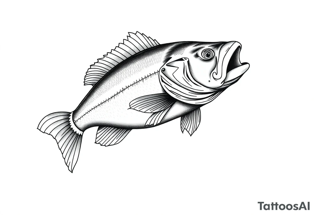 fish bass full sleeve under water tattoo idea