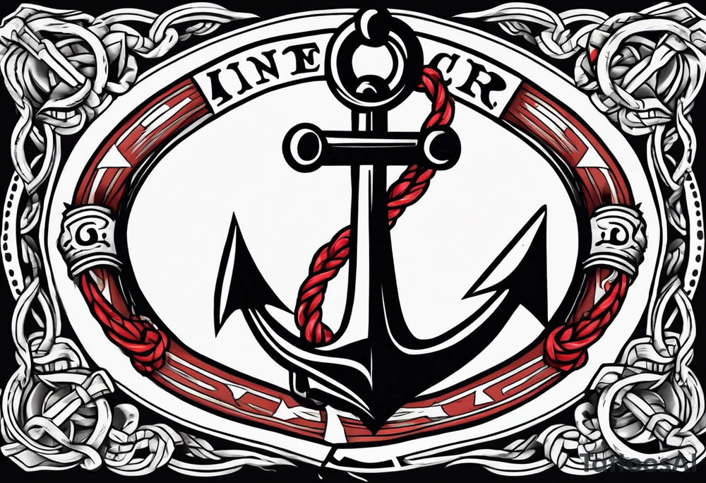 old school anchor with rope wrapped around anchor and banner across anchor tattoo idea