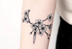 dagger cherry blossoms tattoo idea