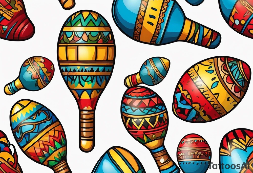 2 colorfull maracas with Cuban colors tattoo idea