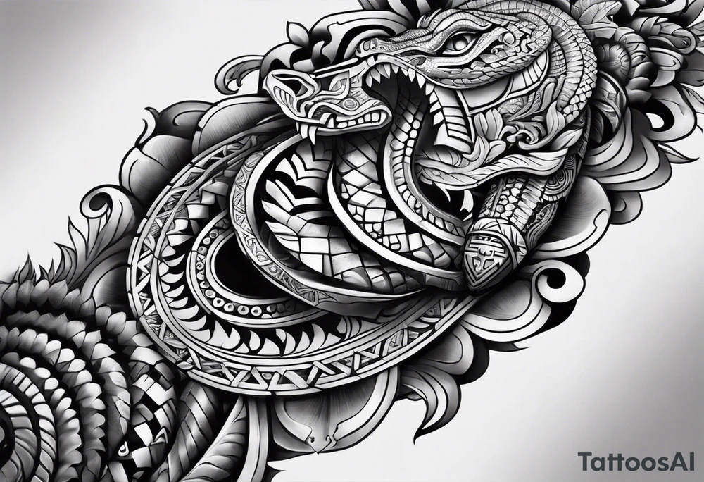 aztec snake sleeve tattoo idea