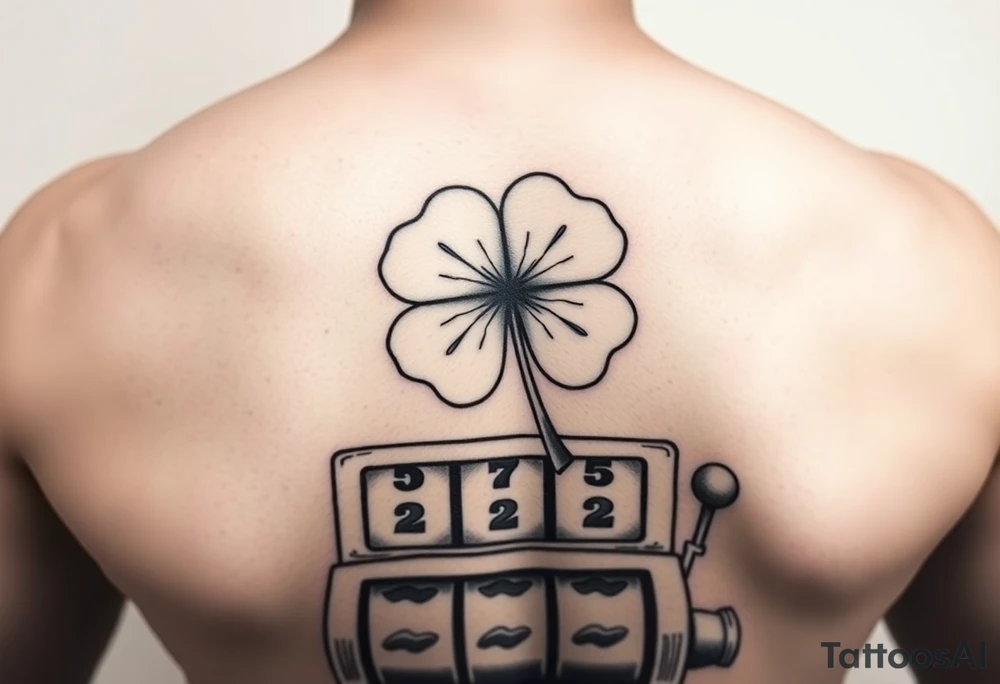 A. Floating four-leaf clover over a slot machine. tattoo idea