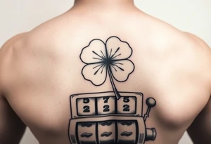 A. Floating four-leaf clover over a slot machine. tattoo idea