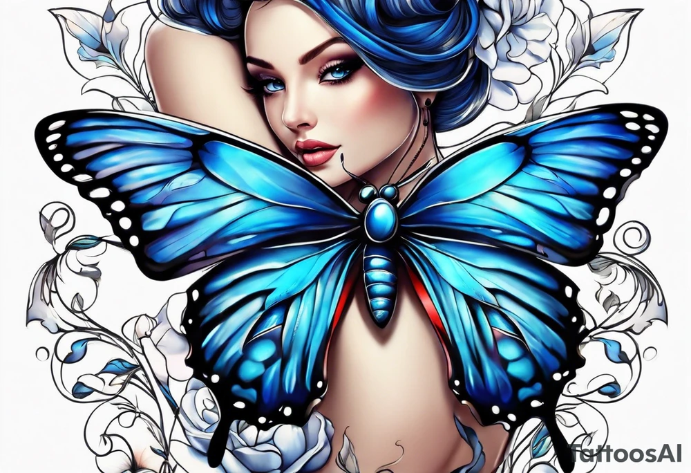 Blue butterfly tattoo idea