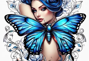 Blue butterfly tattoo idea
