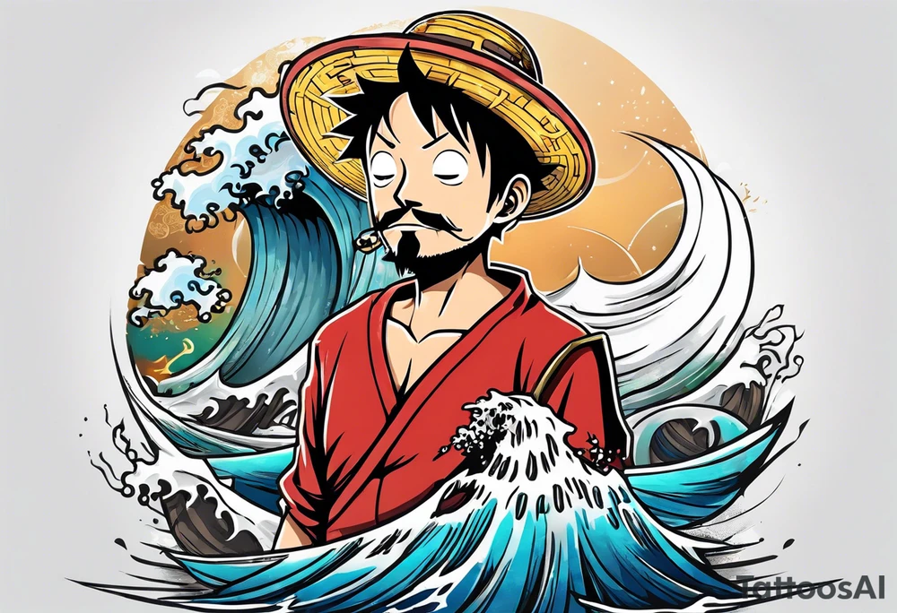 I want a half compas and half Mugiwara Luffy head tattoo idea