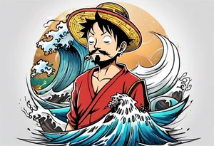 I want a half compas and half Mugiwara Luffy head tattoo idea