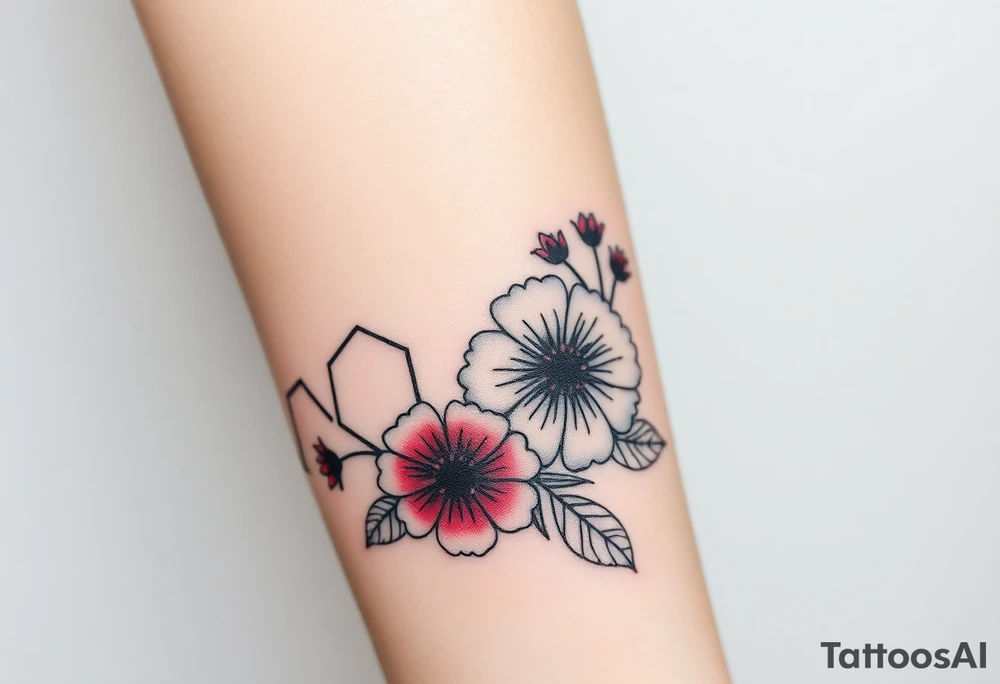 Chemical representation of Bipolar disorder 
 with flowers and fade from color to black and white tattoo idea