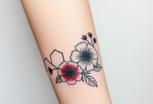 Chemical representation of Bipolar disorder 
 with flowers and fade from color to black and white tattoo idea