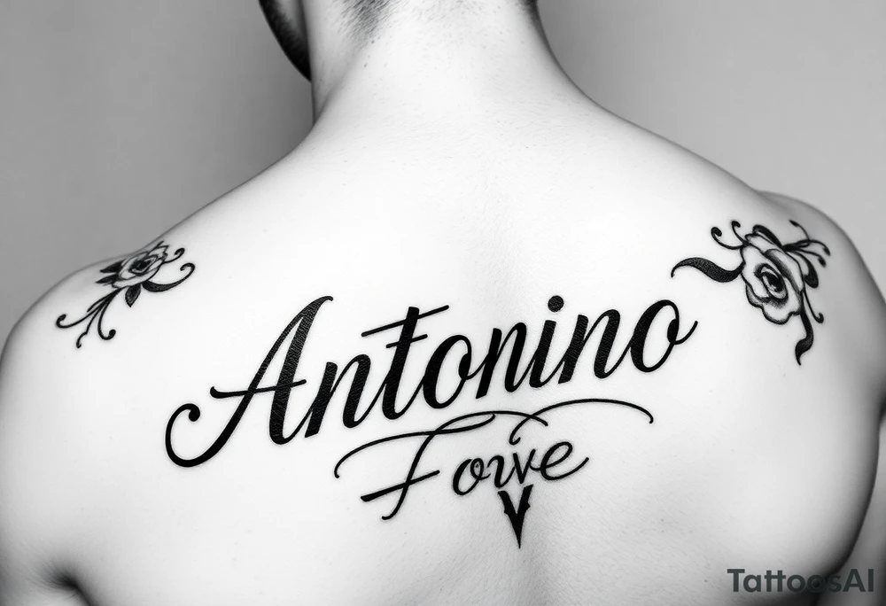 Make me a tattoo design with my husbands name Antonio that shows my love is always and forever for my right forearm tattoo idea