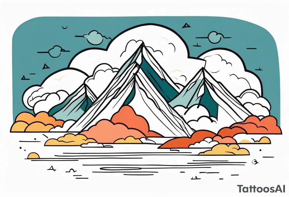 mountains with clouds tattoo idea