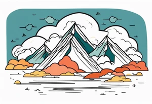 mountains with clouds tattoo idea