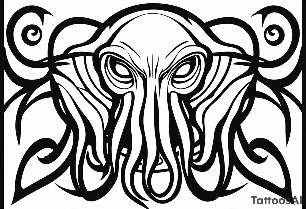 cthulu head minimal black tattoo idea