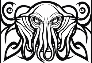 cthulu head minimal black tattoo idea