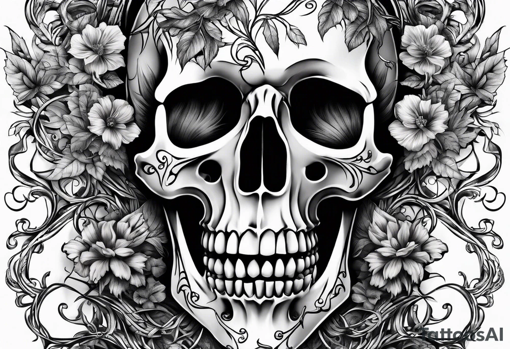 Full Skeleton wrapped in vines tattoo idea