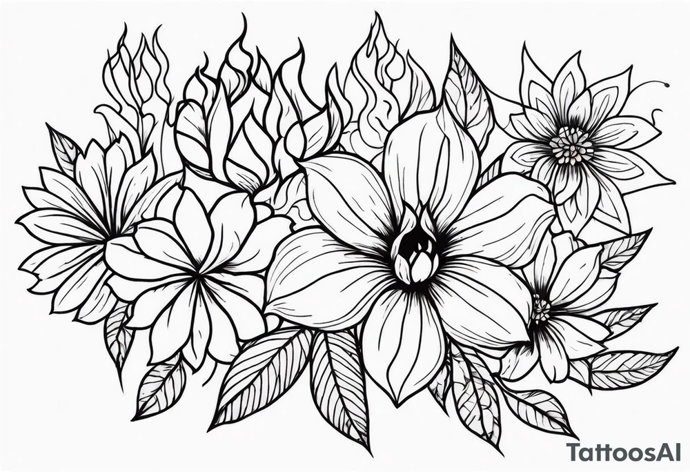 Flowers that burn and have black
flames on them tattoo idea Flowers that burn and have black
flames on them tattoo idea