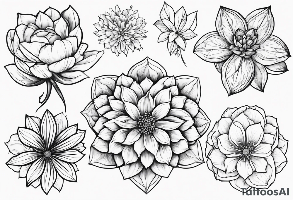 may birth flower, december birth flower and july birth flower tattoo idea