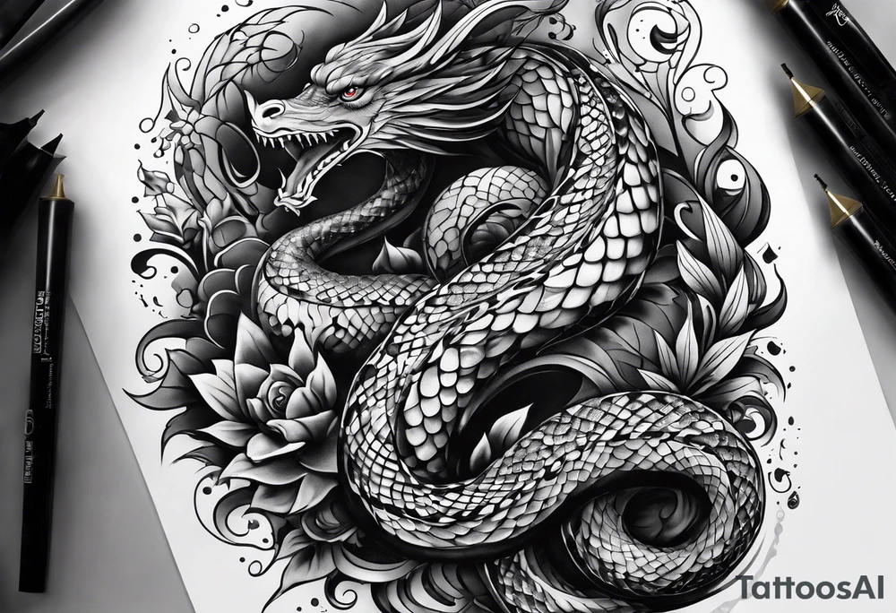 Schlange schlängelt sich das Bein hoch tattoo idea