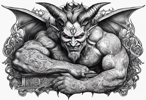 Satan full body laying down tattoo idea