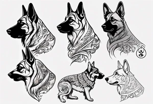 German shepherd side profile tattoo idea