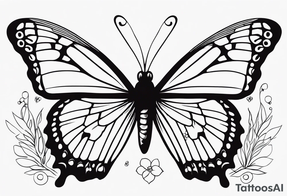 Uma borboleta e em suas asas desenhar um cérebro tattoo idea