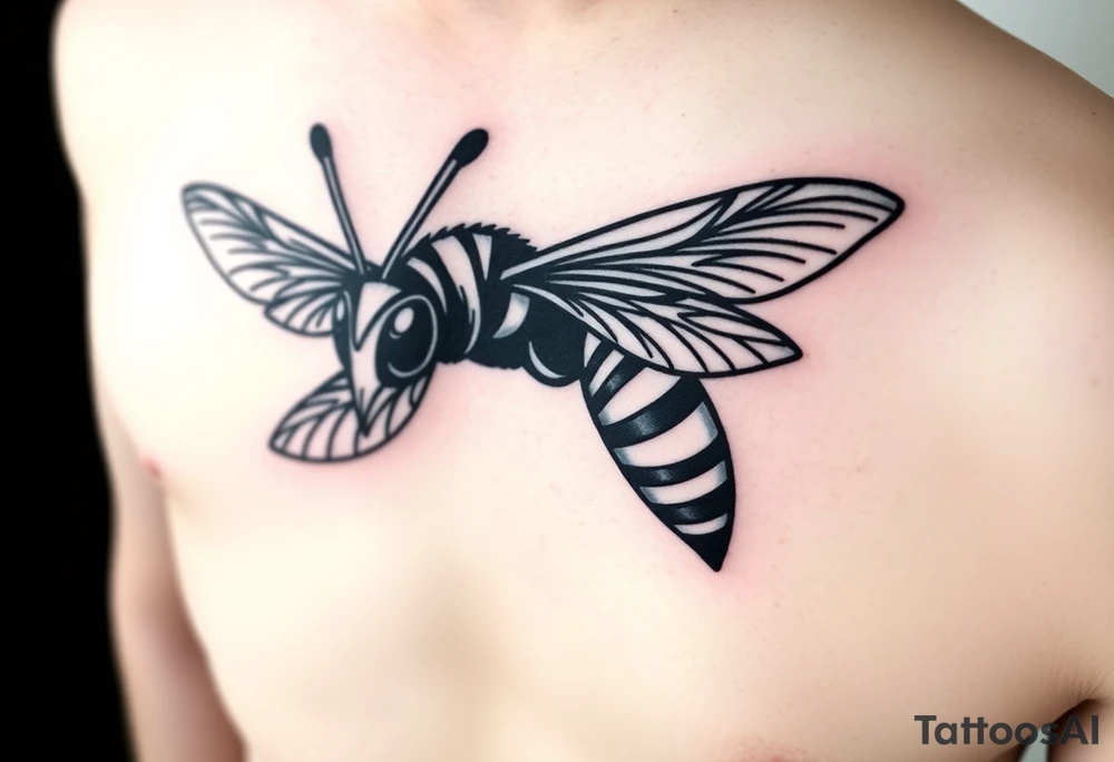 Angry hornet flying with arched body tattoo idea