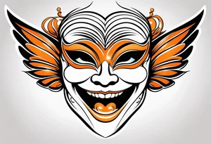 Angel masquerade face laughing that is black and orange tattoo idea