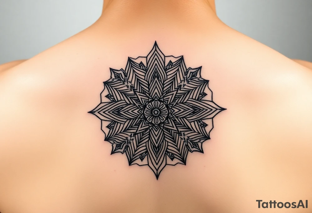 intricate mandala with sacred geometry and cosmic elements tattoo idea