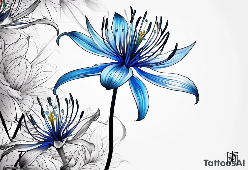 Blue spider lily tattoo idea