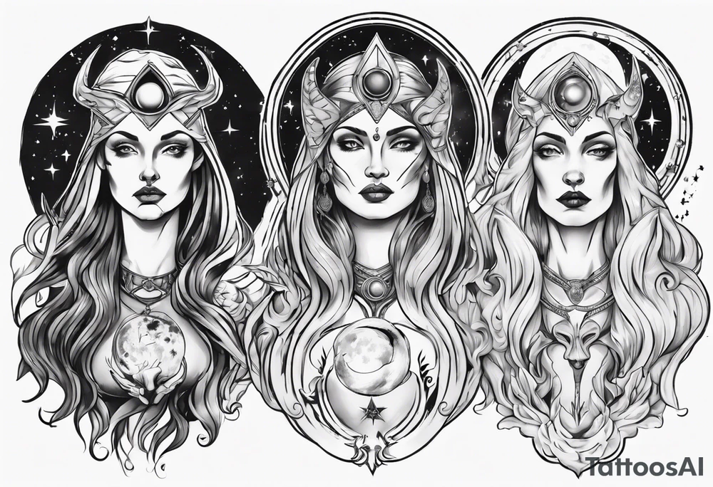 The High Priestesses. Hecate, Artemis and Selene in One. Representing Magic, Intuition and The Moon. tattoo idea