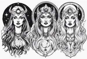 The High Priestesses. Hecate, Artemis and Selene in One. Representing Magic, Intuition and The Moon. tattoo idea