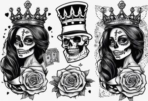 santa la muerta with money and crown
on the card tattoo idea