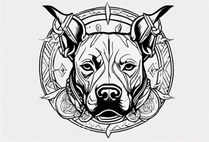 Pit bull with a viking helmet tattoo idea