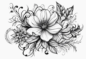 abstract flower with vines tattoo idea