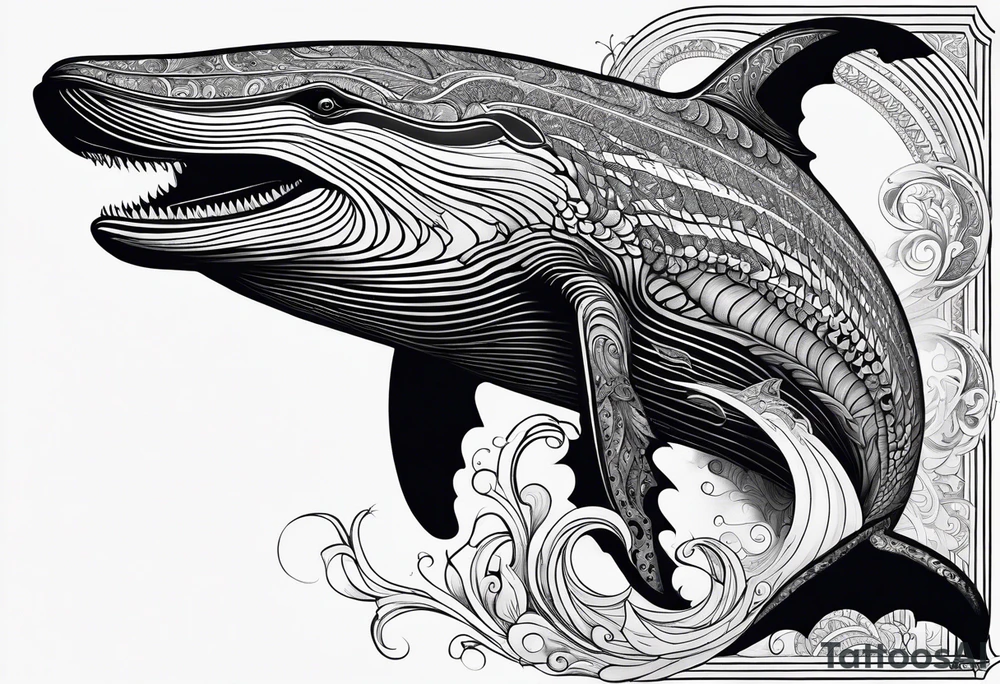 Backwards Breaching North Pacific humpback whale paisley tattoo idea Backwards Breaching North Pacific humpback whale paisley tattoo idea