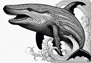 Backwards Breaching North Pacific humpback whale paisley tattoo idea