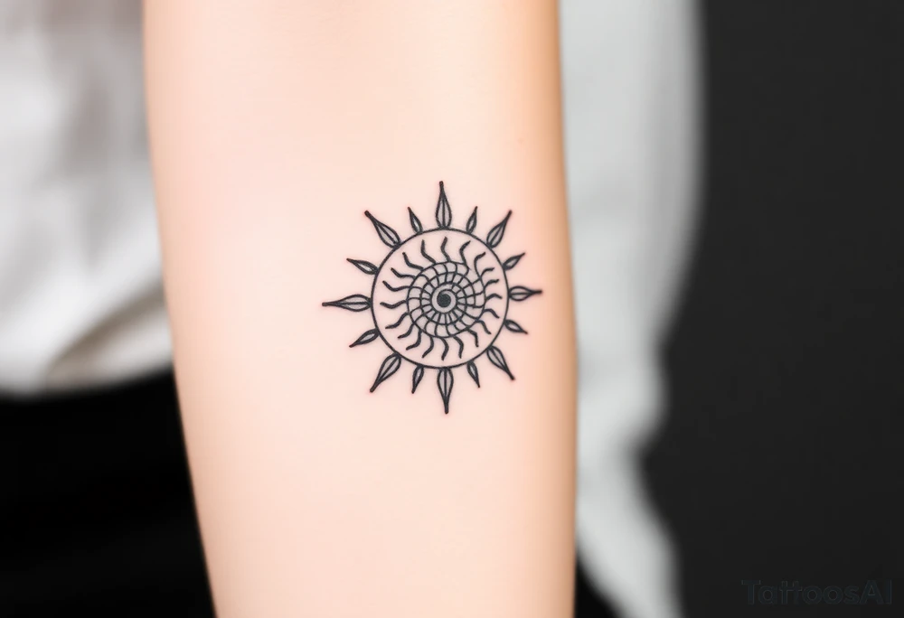 Fibonacci spiral shell sun tattoo idea