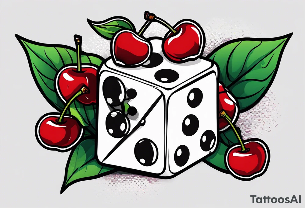 the name lukie with dice and cherry next to it tattoo idea