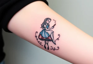 Alice in wonderland sitting on the mushroom with the hookah tattoo idea
